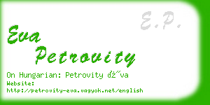 eva petrovity business card